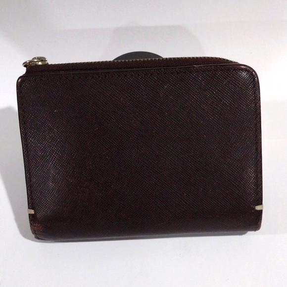 Paul Smith Handbags - Paul Smith Dark Brown Leather Snap, Zip Bifold Wallet 5.25 x 3.5" - Compartments